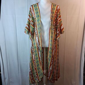 Grace & Emma Open Front Long Sheer Duster